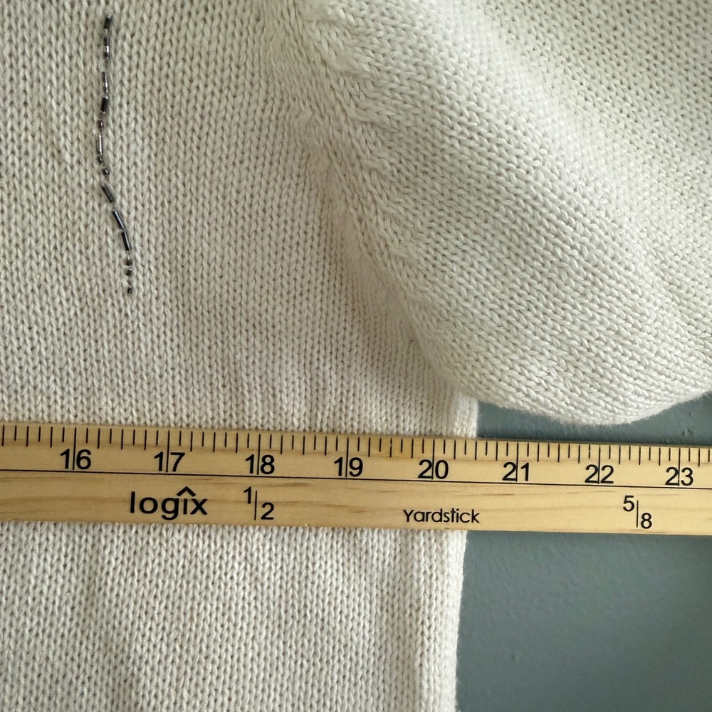 The Quacker Factory Cardigan Sweater M White Garden Floral Whimsical Embroidered - Picture 4 of 7